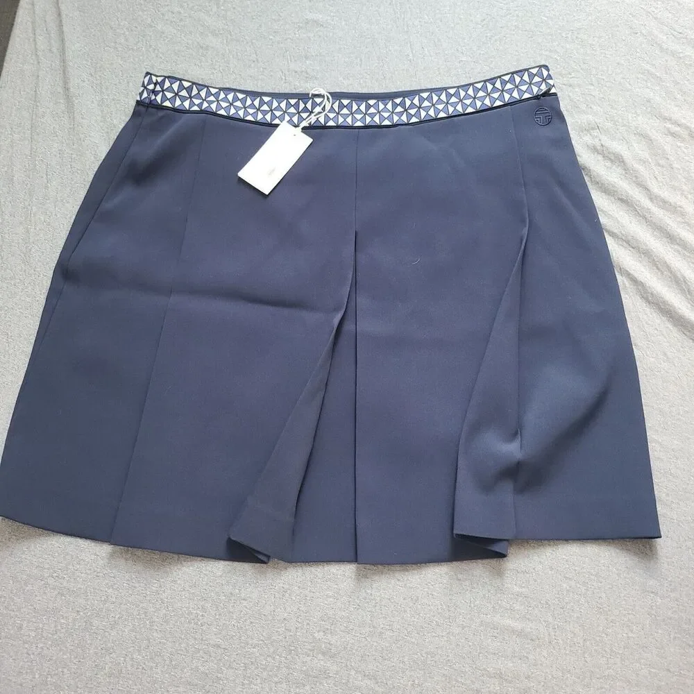 Tory Burch Sport Twill Skort Sz 14 Navy Blue Tennis Skirt Pleaded new